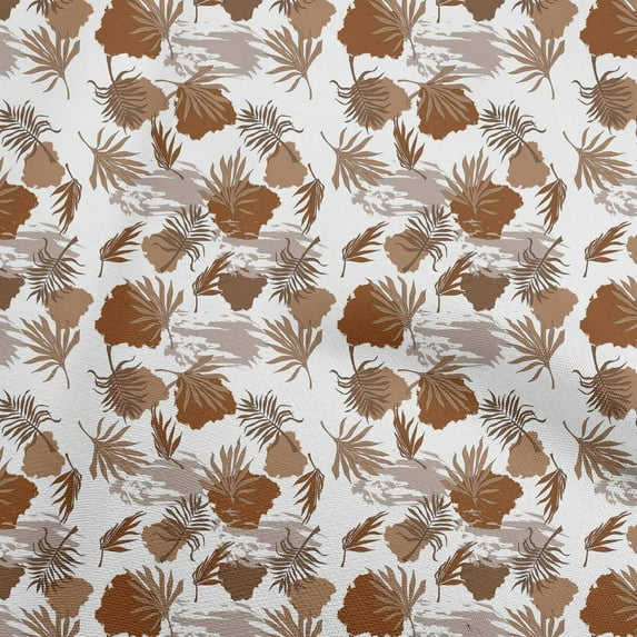 oneOone Viscose Jersey Brown Fabric Leaf With Abstract Texture Dress Material Fabric Print Fabric By The Yard 60 Inch Wide