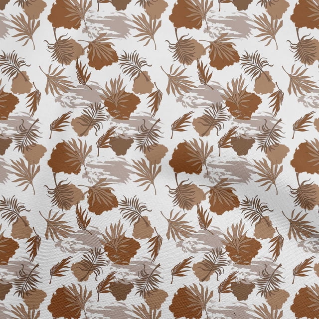 oneOone Velvet Brown Fabric Leaf With Abstract Texture Craft Projects Decor Fabric Printed By The Yard 58 Inch Wide