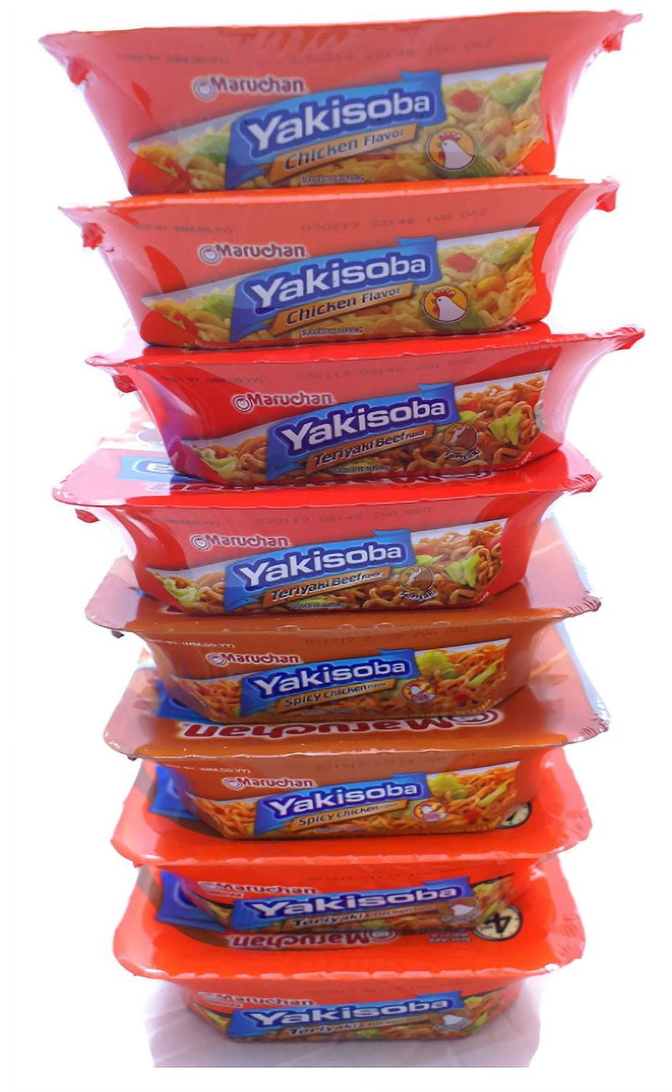 Variety Pack - Maruchan Yakisoba Japanese Noodles (4 oz) - x2 Teriyaki Beef, x2 Spicy Chicken, x2 Chicken, x2 Teriyaki Chicken