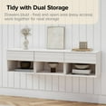 thumbnail image 5 of Hommoo Set of 2 Nightstand, Carved Surface Wall-Mounted Bedside Table Set with Drawer & Open Shelf, 3-Section Slides, White, 5 of 9