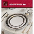 thumbnail image 3 of 100 Piece Silver & Black Disposable Plastic Plates & Plastic Silverware Set Heavyweight Place Setting | Service For 20 Guests Includes 20 Dinner Plates 20 Dessert Plates 20 Forks 20 Spoons 20 Knives, 3 of 5