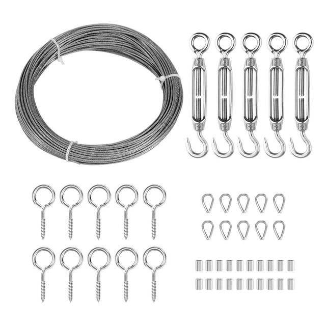 1/16Inch Turnbuckle Wire Tensioner Kit Heavy Turnbuckle Cable Railing Kit 115Ft Wire Rope Hook and Eye Turnbuckle Kit