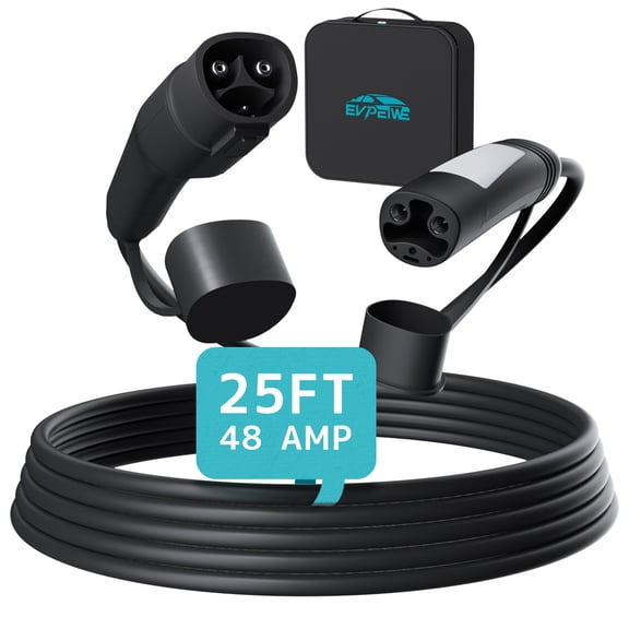 EVPEIWE 48A 25ft EV Charger Extension Cable for Tesla Charger,Extension Cord for Tesla Model 3/Y/X/CT