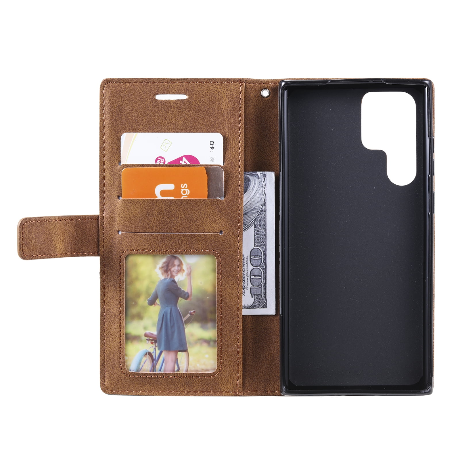 lv wallet case brown leather for samsung s23 ultra