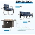 thumbnail image 5 of Gotland 8 Seats Outdoor Metal Patio Furniture Set with 55,000 BTU Gas Fire Pit Table w/Glass Wind Guard Patio Conversation Sectional Sofa Sets-Navy, 5 of 7