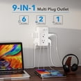 thumbnail image 3 of BN-LINK Extensor de Toma de Corriente Múltiple 6 Tomacorrientes de Pared y 3 Puertos USB (1 USB C), Regleta Divisoria de Toma de Corriente, Adaptador de Enchufe de Toma de Corriente de Pared USB para, 3 of 5