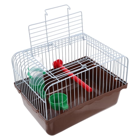 BESTYASH Portable Bird Travel Cage Coffee Color with Perch Waterer and Food Box for Parrots
