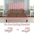 thumbnail image 4 of Velvet Upholstered Bed Frame with Adjustable Tufted Headboard, Platform Design, No Box Spring Required, Easy to Assemble, 4 of 12