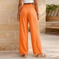 thumbnail image 6 of ClodeEU Women's High Waisted Wide Leg Linen Pants,Casual Elastic Waist Summer Trousers with Pockets Orange,Women's Plus XXXL, 6 of 8