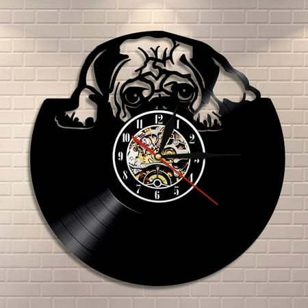 Lying British Bulldog Custom Wall Clock Puppy Dog Wall Decor Dog Breed Vinyl Record LP Art Personalized Dog Clock Watch