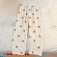 thumbnail image 4 of Bibifish Womens Pants Off-White Black Polka Dot Print Fuzzy Fabric Elastic Waisit Loose Leg Fit Casual Cold Weather Home Wear Warm Cute Pants For Ladies, 4 of 6