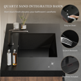 thumbnail image 4 of 24" Floating Bathroom Vanity with Sink, Modern Wall Mounted Vanity with U-Shaped Drawer and Soft-Close Slide, Pre-Assembled with Quartz Sand Basin, Black, 4 of 6