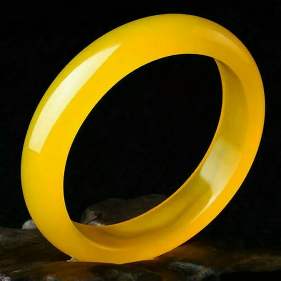 HOOUN Natural Beautiful Yellow Jade Jadeite Bracelet Bangle 56-62Mm