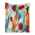 thumbnail image 1 of Wine Soft Flannel Fleece Throw Blanket, Modern Design Colorful Silhouettes of Glasses Bottles Fun Party, Cozy Plush for Indoor and Outdoor Use, 50" x 70", Pale Blue Ruby Orange, by Ambesonne, 1 of 6