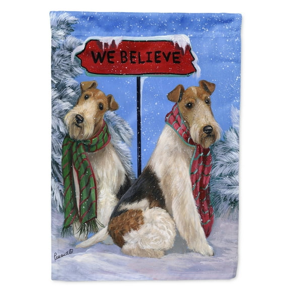 Carolines Treasures PPP3094CHF Fox Terrier Christmas We Believe Flag Canvas House Size  Large multicolor