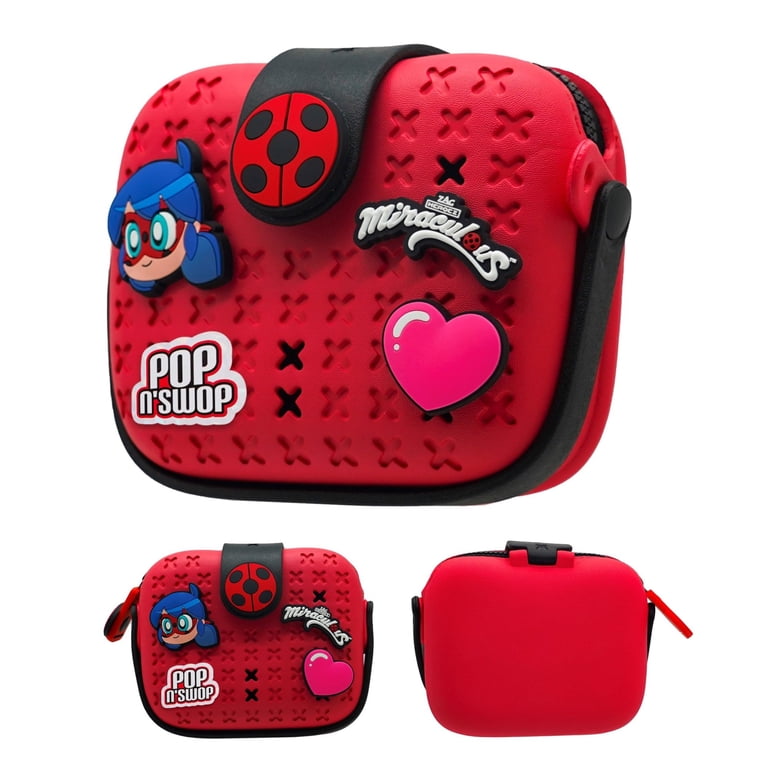 Miraculous Ladybug - Bolso Pop n' Swop, con 4 insignias