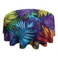 thumbnail image 4 of Colorful Leaf Pattern Round Tablecloth 60"x60",Wrinkle Wipeable Table Cloth for Kitchen Dining Room Picnic Patio Party, 4 of 6