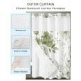 thumbnail image 2 of No Hook Cloth Fabric Shower Curtain with Snap in Liner, Sage Green Flower Waterproof Shower Curtains Set with See Through Top Window, Watercolor Gradient Retro Floral Bath Curtains Shower 72"x78", 2 of 6