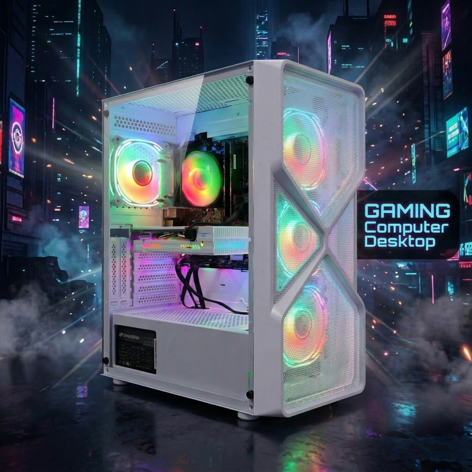 STGAubron Gaming Desktop PC, AMD Ryzen 5 5500 up to 4.2Ghz, RTX 3050 6G Graphics, 16G DDR4, 512GB Ssd, Wifi 6, BT 5.2, RGB Fan x4, Win 11 Home