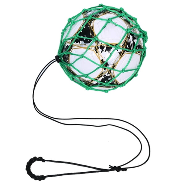Bolsa de Red para Balón de Fútbol Verde, Cifrado Atrevido + Cuerda Elástica, Bolsa de Entrenamiento de Fútbol, Bolsa de Balón Portátil