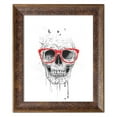 thumbnail image 2 of Gango Home Decor Skull With Red Glasses; One 11x14in Art Print in Gold Trim Brown Frame, 2 of 4