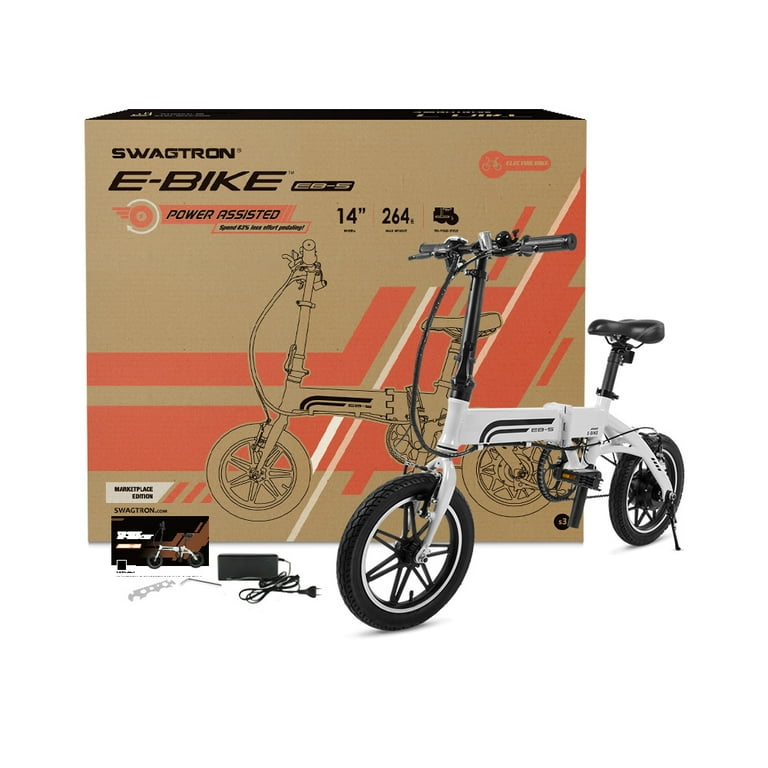 Swagtron EB-5 Lightweight Folding Electric Bike with Pedals
