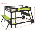 thumbnail image 2 of Harper & Bright Designs Gaming Bunk Bed Full Size with 2 Built-in Desks, Wood Full over Full Bunk Frame for 2 with USB Desktop Ports & Pegboard Organizer, Green, 2 of 20