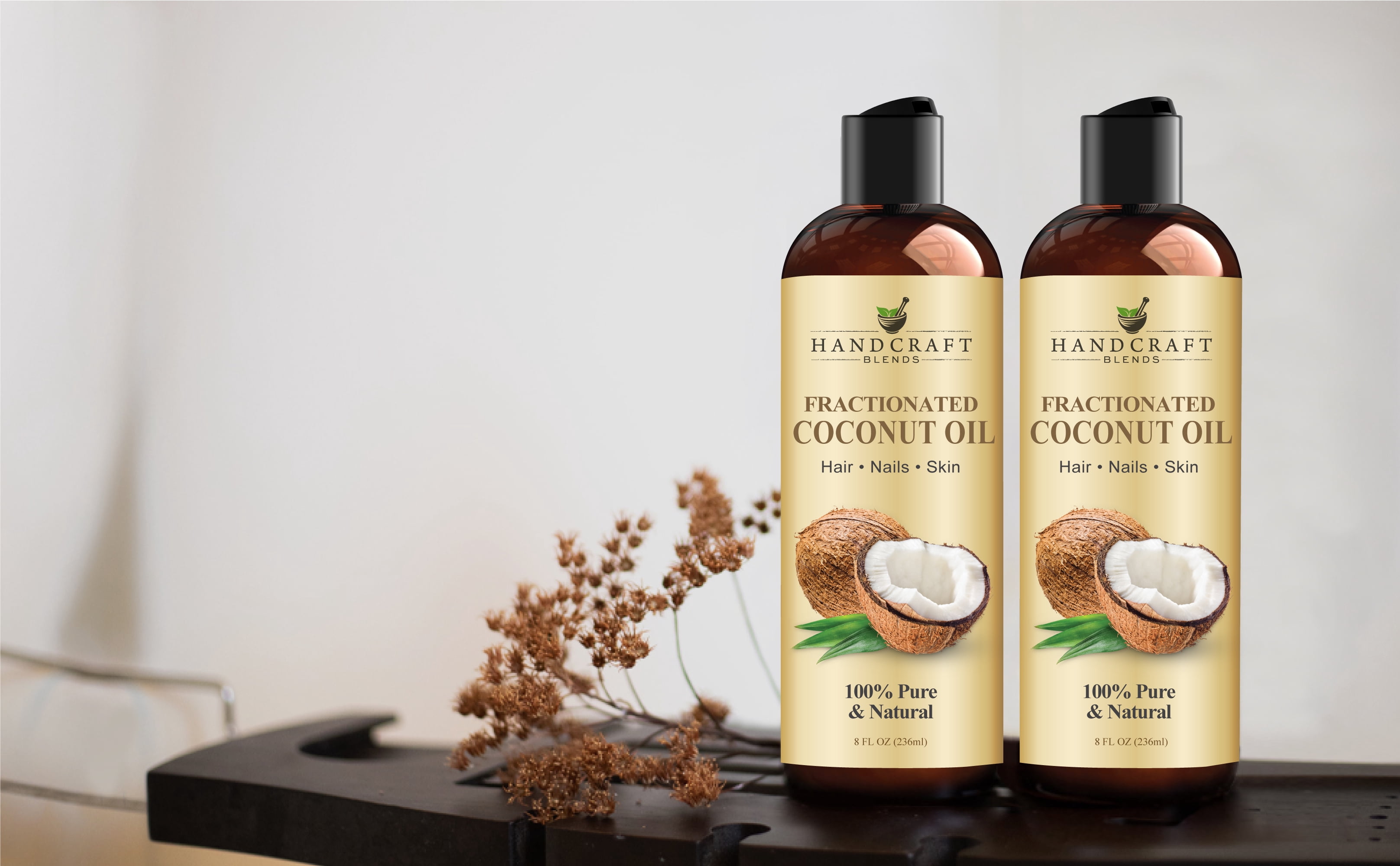 Handcraft Blends Fractionated Coconut Oil for Skin, Hair and Body, Premium Grade Carrier Oil, 8 oz