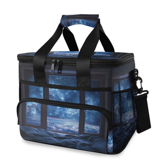 FORMRS Insulated Cooler Bag 24 Cans Capacity Soft Leakproof Lunch Box with Side Pockets, Window Space