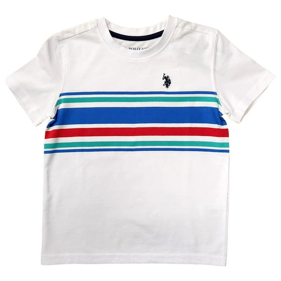 U.S. Polo Assn. Boys White Stripe Short Sleeve Tee T-Shirt Size Medium 8