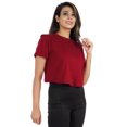 thumbnail image 3 of Inkmeso Short Sleeve Casual Cropped Tee For Womens Solid Crew Neck Crop Top, 3 of 7
