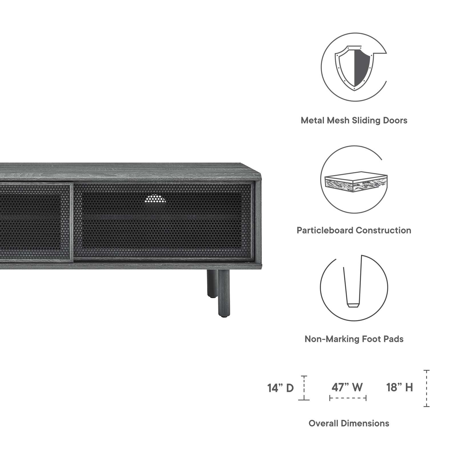 Modway Kurtis MDF and Particleboard TV Stand for TVs up to 52" in Charcoal