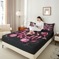thumbnail image 4 of Manfei Wine Glass 3pcs Twin Sheet Sets,Cocktail Dice Twin Fitted Sheet,Black Pink Breathable Flat Sheet,Ultra Soft Cartoon Room Decoration, 4 of 7