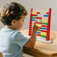 thumbnail image 4 of Colorful abacus stand,Wooden Abacus for Ki-ds Math-Counting To-y, Multi-Color Counters, Counting T-oys for Presch-ool Learning & Development, Develops Coordination, Motor Skills(L-Blue), 4 of 7