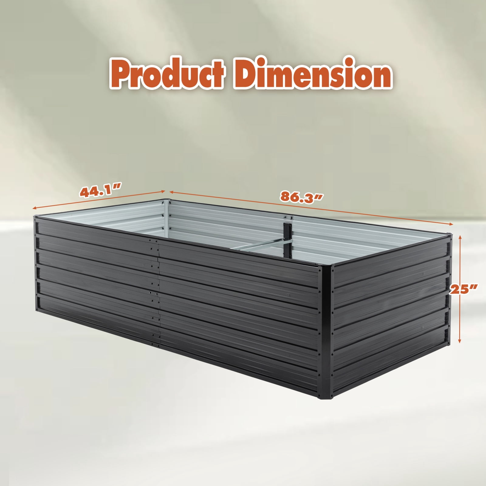 7.2x3.6x2 FT Galvanized Steel Raised Garden Bed, Extra Large Outdoor Planter Box with Reinforced Panels for Vegetables, Flowers & Herbs