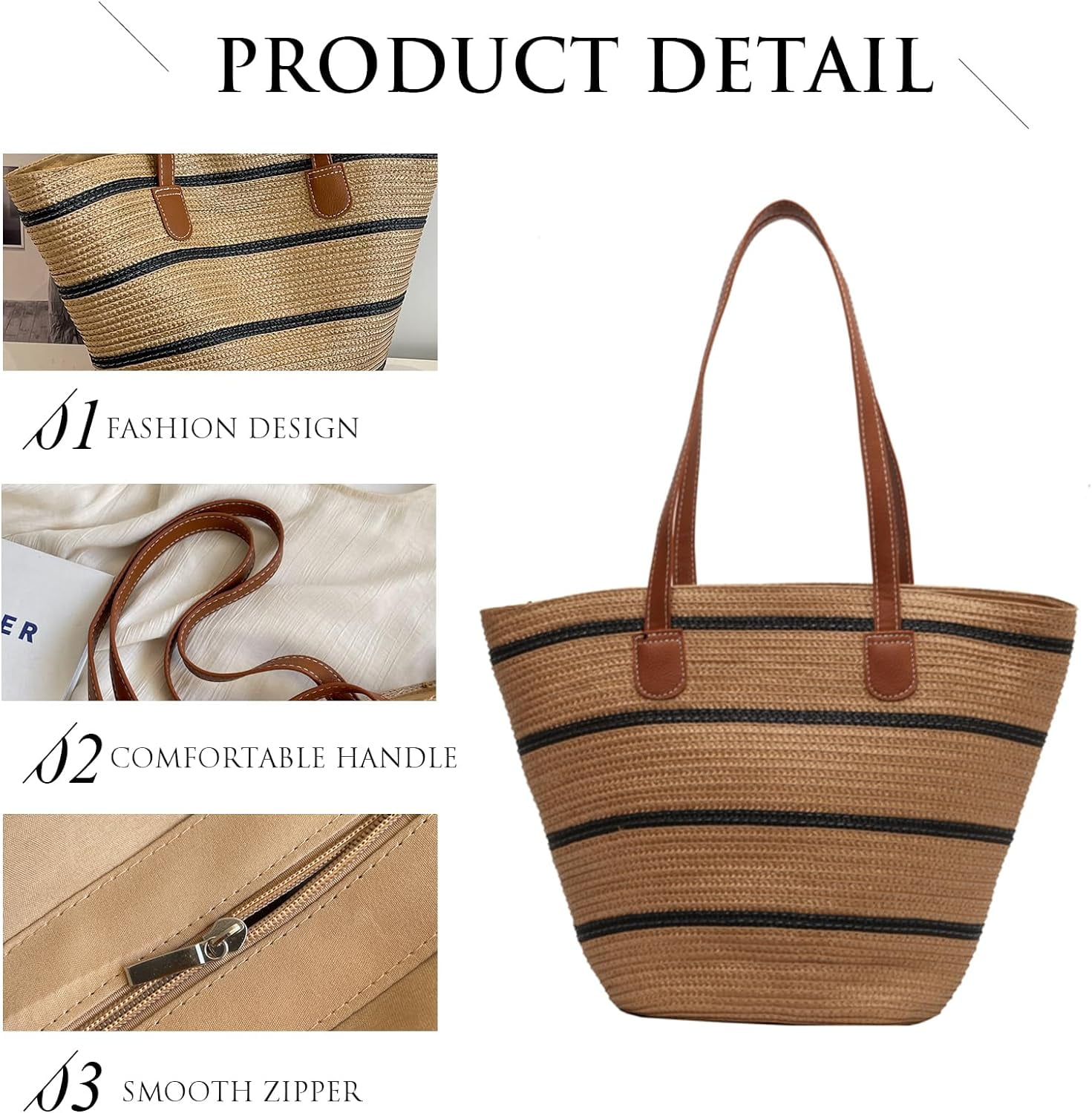 Kukuzhu Straw Beach Bag, Summer Straw Handbags for Women TrendyStraw Purses Woven Tote Bag for Travel Vacation