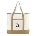 thumbnail image 2 of DALIX Women's Natural Tote Bag Shoulder Bags Brown With Monogram Letter U, 2 of 8