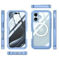 thumbnail image 4 of for iPhone 16 Case, [Compatible with Magsafe] Full-Body Protection Shockproof Rugged Clear Bumper Frame Case Cover with Built-in Screen Protector for iPhone 16, Blue, 4 of 4