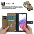 thumbnail image 3 of SaniMore for Samsung Galaxy S21 FE 6.4" 2022 Wallet Case, [Removeable Wrist Strap][Zipper Cash Pocket + Card Slots] Flip Kickstand Full Protective Magnetic Closure Retro Cover For Galaxy S21 FE, Blue, 3 of 10