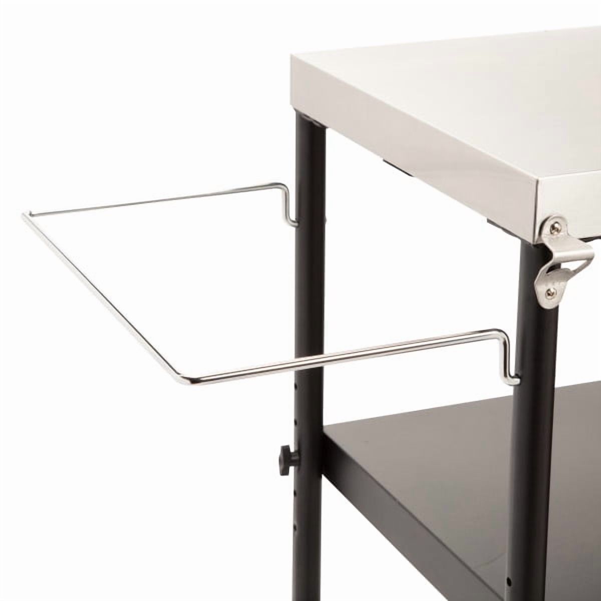 Cuisinart Outdoor BBQ Prep Cart, Stainless Steel Portable Grill Table with Wheels, Grill Cart with Adjustable Storage Shelf, Tool Hooks, Trash Bag & Paper Towel Holder