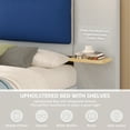 thumbnail image 3 of Harper & Bright Designs Queen Size Platform Bed with Upholstered Headboard, Queen Wooden Bedframe with Anti-Collision Soft Rounded Corners, Blue+Grey, 3 of 9