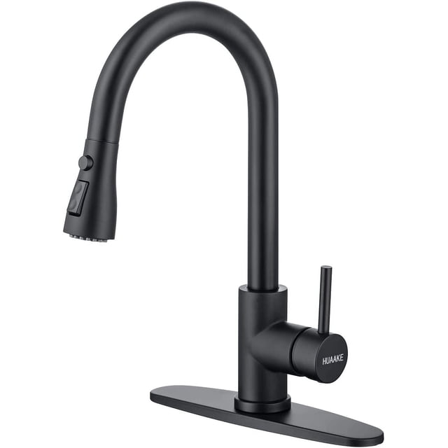 Kitchen Faucet with Pull Down Sprayer, MultiFunction Stainless Steel Single Handle High Arc Kitchen Sink Faucet, Swivel Modern Commercial Kitchen tap with Deck Plate