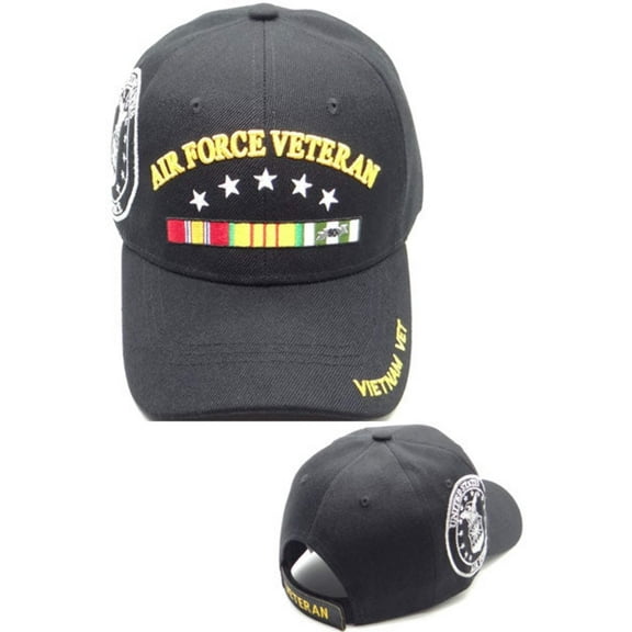 US Air Force Vietnam Veteran Ribbon Black Baseball Hat Cap