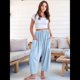thumbnail image 4 of Pantalones Palazzo Harem Informales Holgados con Cordón para Mujer, para Verano, Playa, Viajes, Vacaciones, con Bolsillos. Azul XXL, 4 of 7