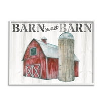 Stupell Industries Sweet Barn Rustic Phrase Landscape Painting White Framed Art Print Wall Art, 14 x 11
