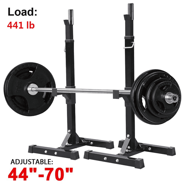 Yaheetech 2pcs Adjustable Rack Standard Solid Steel Squat Stands Barbell Free Press Bench 