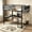 Black, variant on AUU Queen Size Metal Loft Bed with L-Shaped Desk, LED Light Strip, Charging Station, Computer Tray & Hanging Area – Round Pipe Design