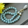 thumbnail image 2 of K-KED Natural Blue Aquamarine Gems Beaded White Keshi Baroque Pearl Pendant Necklace-12mm-28 in, 2 of 6