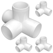 FORMUFIT 1-1/4" 4-Way Tee Furniture Grade PVC Pipe Fittings, (1-5/8" Actual Socket ID), White, 4-Pack