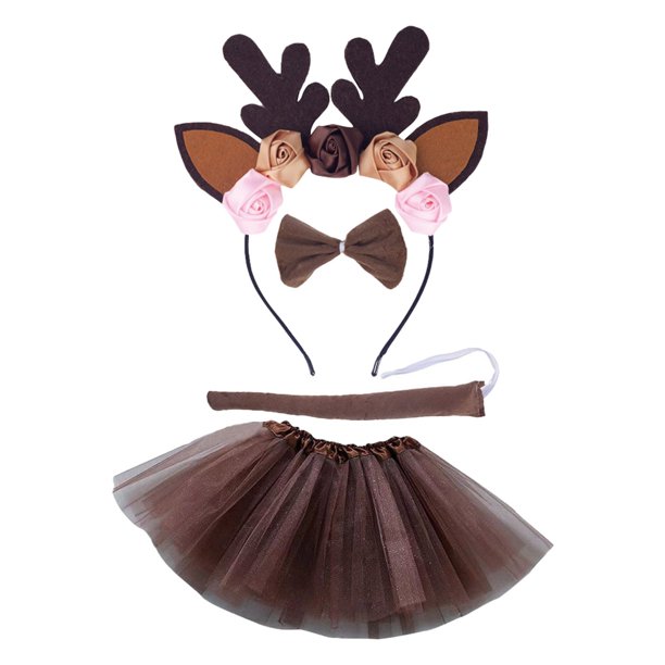 Diadema navideña con ciervo Vestido infantil Diadema bonita Conjunto de vestido tutú